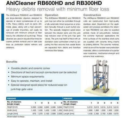 High Density Cleaner Rb300 Rb600 voor de hergebruikte papierindustrie