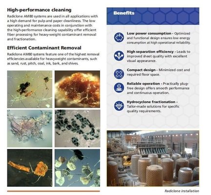 Am80 Low Consistency Hydrocyclone Paper Pulp Cleaning System voor consistente pulpfabriek