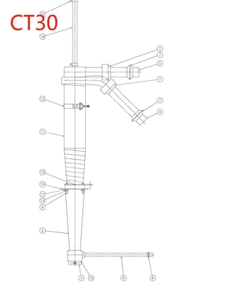CT30 en CT60 Roestvrij staal Keramisch bekleed Hydrocyclone After-sales Service Ja